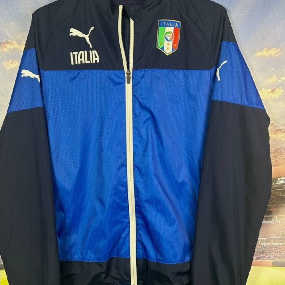 Puma Men's Italia Blue and Black Windbreaker